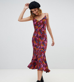 Платье-комбинация миди с цветочным принтом Reclaimed Vintage Inspired-Розовый