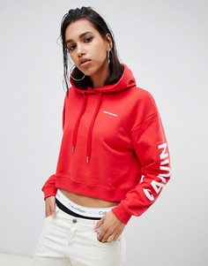 Худи с большим логотипом на рукавах Calvin Klein Jeans-Красный