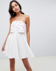 Короткое платье-бандо с декоративной отделкой ASOS DESIGN-Белый