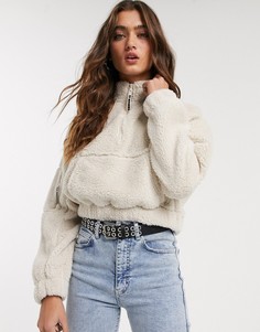Флисовый топ кремового цвета Bershka-Кремовый