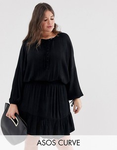 Платье мини с эластичной талией ASOS DESIGN Curve-Черный