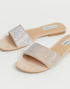 Босоножки-слипоны со стразами Steve Madden-Серебряный