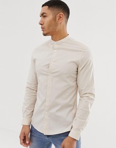 Узкая рубашка с воротником на пуговице ASOS DESIGN-Коричневый