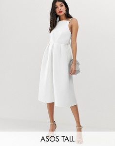 Платье для выпускного миди с бантом сзади ASOS DESIGN Tall-Белый