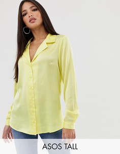Свободная рубашка из атласной ткани ASOS DESIGN Tall-Желтый