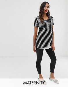 Черные брюки из искусственной кожи Bluebelle Maternity-Черный