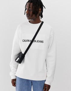 Свободный свитшот с логотипом Calvin Klein Jeans-Белый