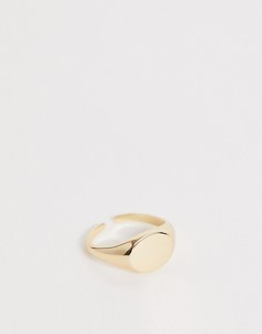 Золотистое кольцо с печаткой Pieces-Золотой