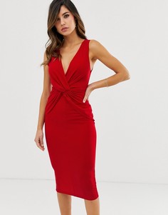 Облегающее платье с V-образным вырезом AX Paris-Красный