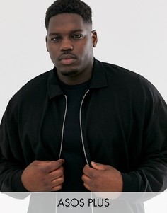 Черная трикотажная куртка Харрингтон ASOS DESIGN Plus-Черный