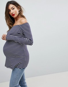 Топ в полоску с открытыми плечами ASOS Maternity-Мульти