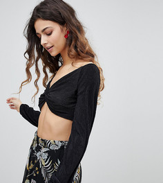 Кроп-топ с длинными рукавами и узлом Miss Selfridge-Черный