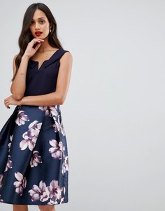 Платье для выпускного с контрастной юбкой AX Paris-Темно-синий