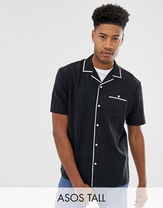 Оversize-рубашка с короткими рукавами и окантовкой ASOS DESIGN Tall-Черный