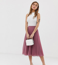 Плиссированная юбка миди ASOS DESIGN Petite-Розовый