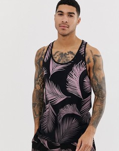 Комбинируемая майка с градиентным пальмовым принтом D-Struct-Черный