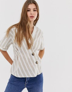 Асимметричная рубашка в бежевую полоску QED London-Мульти