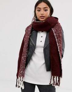 Пушистый двухцветный шарф колор блок (белый/бордовый) ASOS DESIGN-Мульти