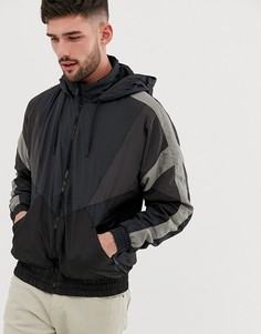 Серая ветровка со вставками колор блок Bershka-Черный