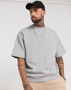 Серый oversize-свитшот с короткими рукавами ASOS DESIGN