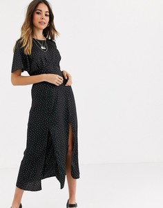 Платье миди с цветочным принтом Miss Selfridge-Черный
