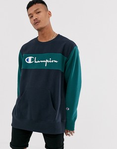 Свитшот в стиле колор блок Champion Reverse Weave-Темно-синий