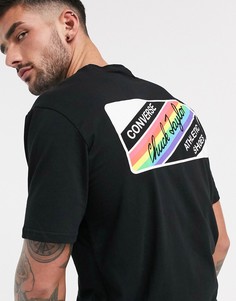 Черная футболка с принтом в разноцветную полоску Converse Pride-Черный
