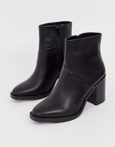 Черные кожаные ботинки на среднем каблуке Steve Madden Tenley-Черный