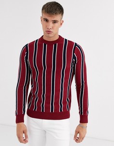 Бордовый джемпер в вертикальную полоску Burton Menswear-Красный