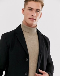 Пальто из переработанной шерсти Selected Homme-Черный
