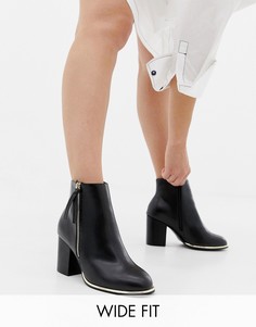 Ботильоны для широкой стопы на молнии ASOS DESIGN-Черный