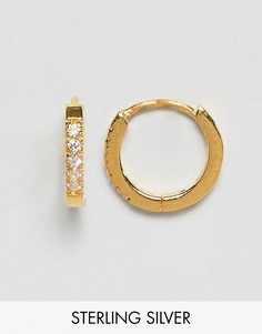 Серьги-кольца из позолоченного серебра с камнями ASOS DESIGN-Золотой