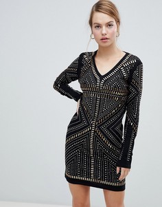 Платье с v-образным вырезом QED London-Черный