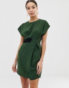 Платье мини в стиле оригами с отделкой ASOS DESIGN-Зеленый