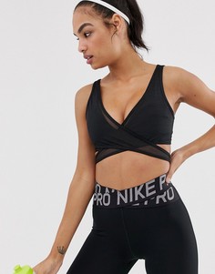 Черный бюстгальтер с сетчатыми вставками Nike Training