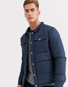 Темно-синяя дутая спортивная куртка с двумя карманами Selected Homme-Темно-синий