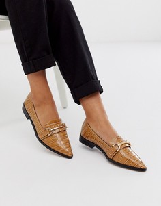 Светло-коричневые туфли на плоской подошве с пряжками ASOS DESIGN Master-Светло-коричневый