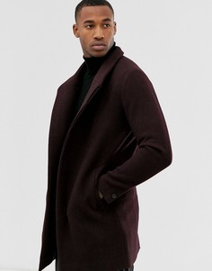 Бордовое шерстяное пальто с воротником-стойкой Jack & Jones Premium-Красный