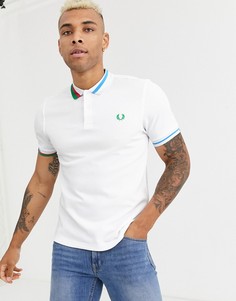 Белая футболка-поло из мерсеризованного хлопка с отделкой на воротнике Fred Perry-Белый