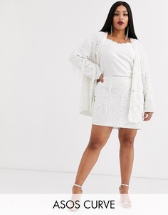 Свободная куртка с бахромой ASOS EDITION Curve-Белый