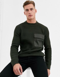 Джемпер цвета хаки с карманом River Island-Зеленый