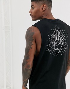 Свободная футболка без рукавов с принтом ладони ASOS DESIGN-Черный