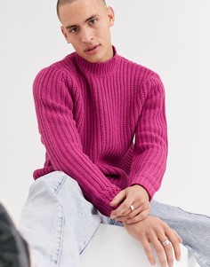 Розовая плотная водолазка в рубчик ASOS DESIGN-Розовый