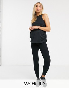 Хлопковые леггинсы ASOS 4505 Maternity-Черный