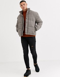 Бежевая дутая куртка в клетку New Look-Бежевый