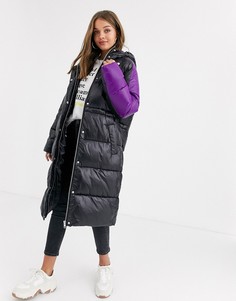 Черное дутое пальто с контрастными вставками ASOS DESIGN-Черный