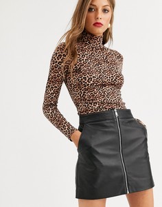 Мини-юбка на молнии Lab Leather-Черный