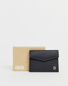 Черная кожаная кредитница с инициалом D от ASOS DESIGN-Черный