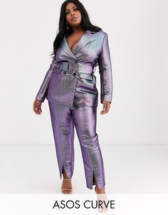 Зауженные брюки с эффектом металлик ASOS DESIGN Curve-Мульти