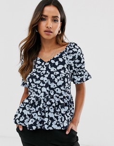 Топ с квадратным вырезом и баской Vero Moda-Мульти
